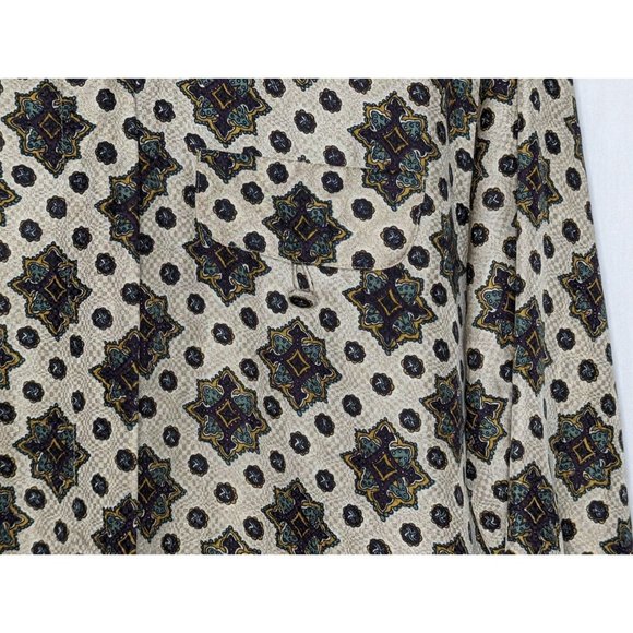 Vintage TESS 100%‎ Silk Brown Geometric Block Button Blouse Size W S - Picture 4 of 7